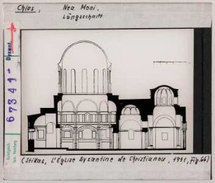 Nea Moni (Chios), Klosterkirche: Längsschnitt