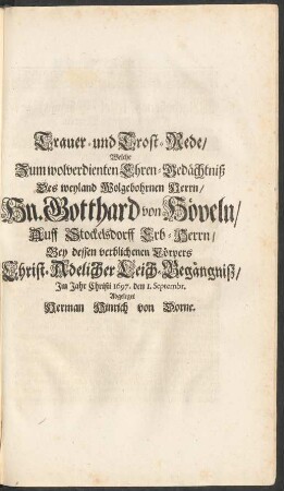 Trauer- und Trost-Rede/ ...