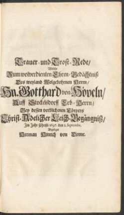 Trauer- und Trost-Rede/ ...