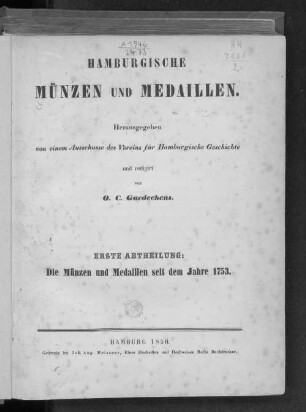 Abth. 1: Die Münzen und Medaillen seit dem Jahre 1753