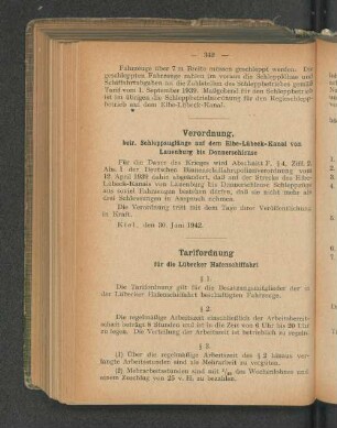 Verordnung, betr. Schleppzuglänge auf dem Elbe-Lübeck-Kanal von Lauenburg beis Donnerschleuse