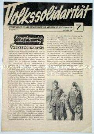 Mitteilungsblatt für Funktionäre der Volkssolidarität u.a. zur Hilfe für ehemalige Kriegsgefangene