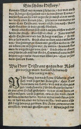 Wie Herr Tristrant gegen der Königin versagt ward/ darumb sie darnach sehr zornig warde.