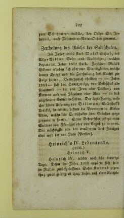 Zertheilung des Reichs der Seldschuken