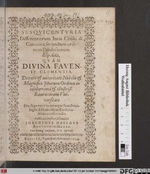 Sesquicenturia Differentiarum Iuris Civilis & Canonici, secundum ordinem Pandectarum disposita