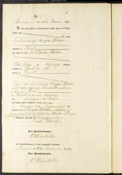 Sterberegister Standesamt Bremen