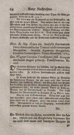 Ein Versuch über die Fieber, vornehmlich über die kalten, hitzigen und mit Entzündung begleiteten Arten.