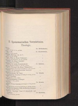 II. Systematisches Verzeichniss.