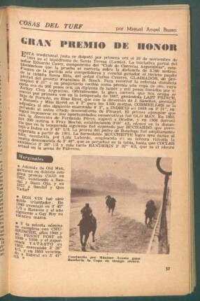 Gran premio de honor : Cosas del turf