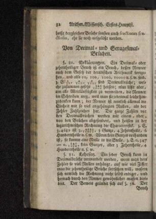 Von Decimal - und Sexagesimal-Brüchen