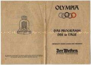 Programm der Olympischen Spiele 1936 in Berlin (Zeitungsbeilage)