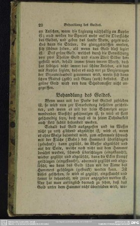Behandlung des Goldes