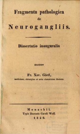 Fragmenta pathologica de neurogangliis : Diss. inaug.