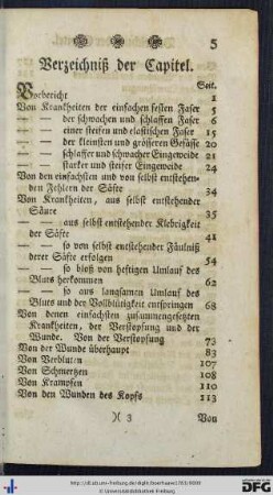 Verzeichniß der Capitel.