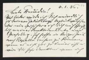 Brief von Josef Block an Margarete Hauptmann