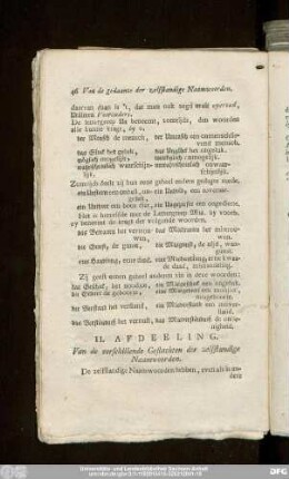 II. Afdeeling. Van de verschillende Geslachten der zelfstandige Naamswoorden.