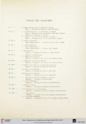 Table des planches