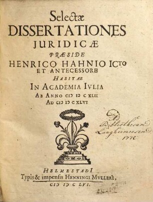 Selectae Dissertationes Iuridicae