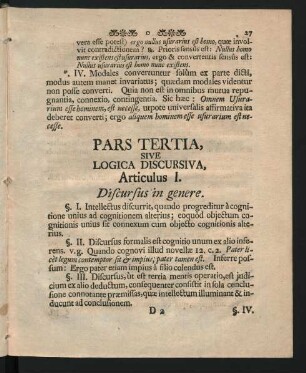 Pars Tertia, Sive Logica Discursiva