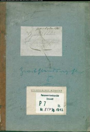 Zivilstandsregister der Munizipalität Cappeln (H 1812). (Gemeinde: Westerkappeln, Kreis Tecklenburg)