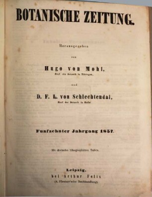 Botanische Zeitung. 15. 1857