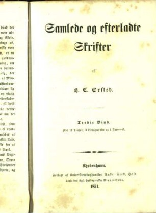 Bd 3: Samlede og efterladte Skrifter