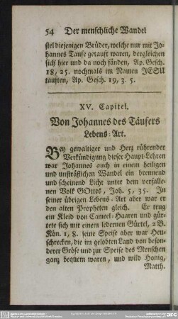 XV.Capitel. Von Johannes des Täufers Lebens-Art
