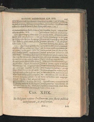 Cap. XIIX. De Religione ratione Personarum, quae sacris publicis interfuerunt, ac praeferunt.