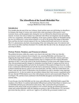 The aftereffects of the Israeli-Hizbollah war