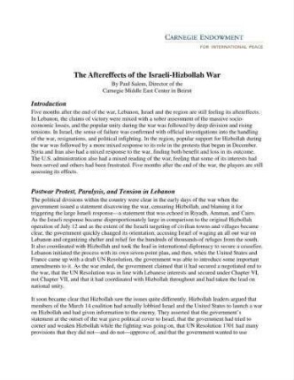 The aftereffects of the Israeli-Hizbollah war