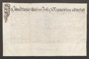 Instrumentum cautionis des Johann Muth. Adolf von Zersen zu Rintelen.