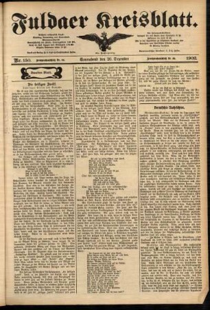 Zweite Ausgabe vom Samstag, den 20. Dezember 1902.