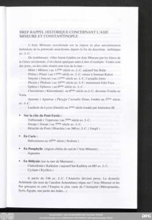 Bref Rappel Historioque Concernant L'Asie Mineure Et Constantinople