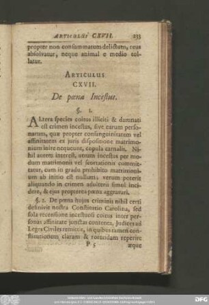Articulus CXVII. De poena Incestus.