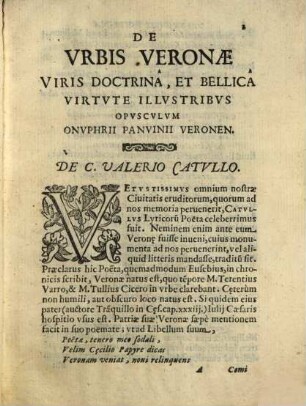 De urbis Veronae viris doctrina et bellica virtute illustribus opusculum Onuphrii Panvinii Veron
