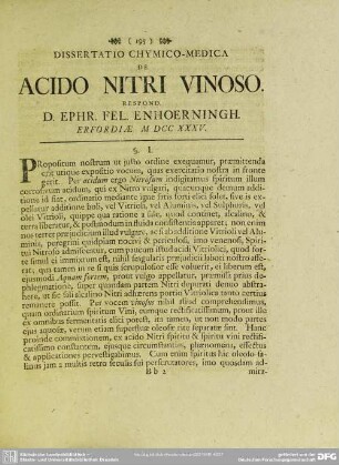 Dissertatio Medico-Chymica De Acido Nitri Vinoso