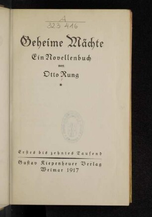 Geheime Mächte : ein Novellenbuch