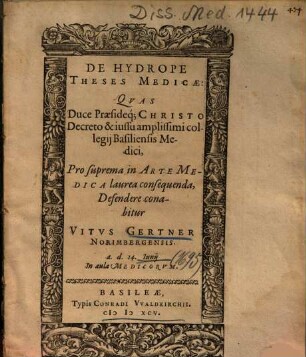 De Hydrope Theses Medicae