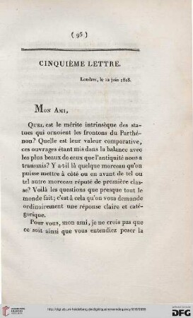 Cinquième lettre