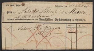 Lieferschein über zurückgesandte Musikalien