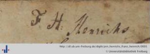 [Provenienz]: Henrichs, Franz Heinrich