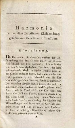 Harmonie der neuesten Baierischen Ehescheidungs-Gesetze mit Schrift und Tradition