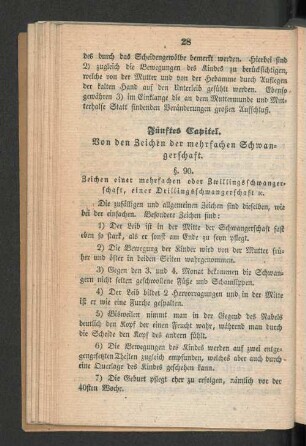 Fünftes Capitel. Von den Zeichen der mehrfachen Schwangerschaft.