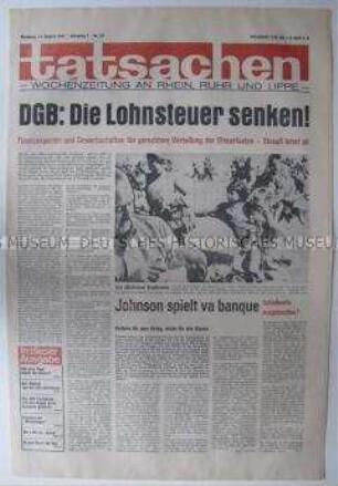 Linke Wochenzeitung "tatsachen" u.a. zur Diskussion um die Einkommenssteuer und zum Vietnam-Krieg