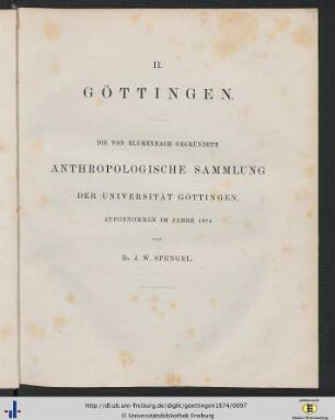 Göttingen : die von Blumenbach gegründete anthropologische Sammlung der Universität Göttingen, aufgenommen im Jahre 1874
