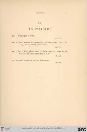 IV. La Palestre (No. 642 - 645)