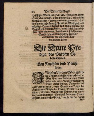 Die Dritte Predigt/ des Vierdten Gebots Gottes.