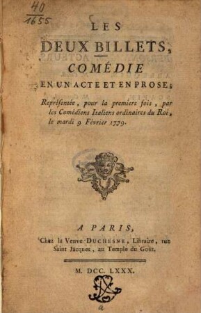 Les deux billets : Comédie un acte et en prose