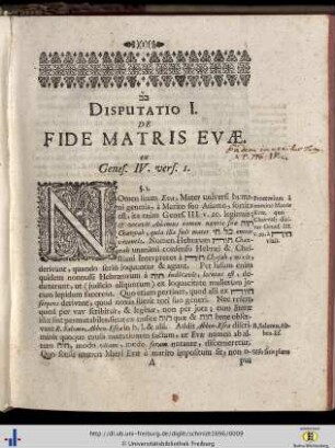 I. De Fide Matris Evae.