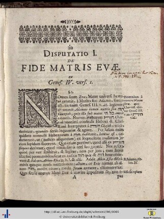 I. De Fide Matris Evae.